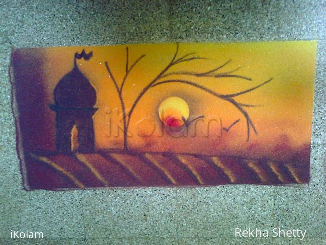 Rangoli: My niece Miss Raksha Shetty's free hand rangoli 1 Rangoli: My niece Miss Raksha Shetty's free hand rangoli 1