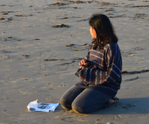 Morrow Bay beach - collecting Sand Dollars
