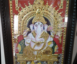 my Ganesha in tanjore style art