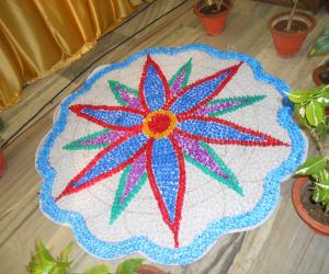 Kolam with plastic beads