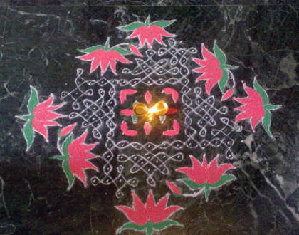 Rangoli: Kolam with lotus
