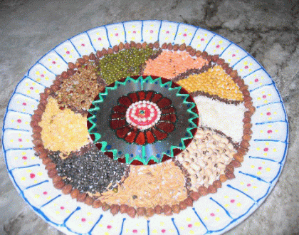 Rangoli: Navadaaniya Thattu - 9 kind of grains