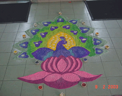 Rangoli: Peacock in Lotus