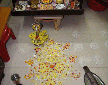 Pooja room - Navrathri rangoli