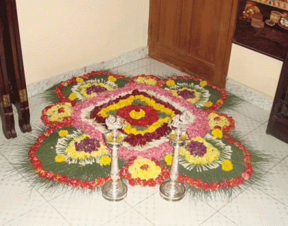 Rangoli: intro- Floral rangoli by Lakshmi and Bharathi
