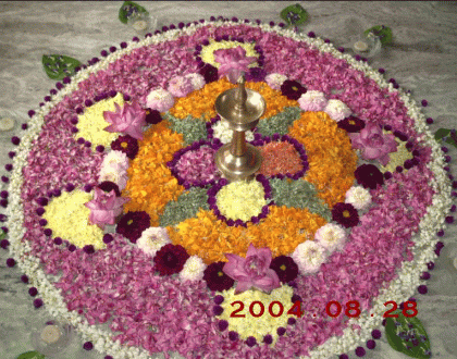 Rangoli created with flowers