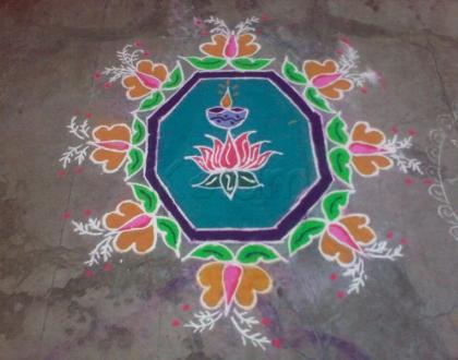 Rangoli: Lotus and butterfly design
