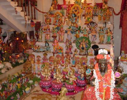 Rangoli: Traditional 7 step Navarathri Golu with Multiple Themes