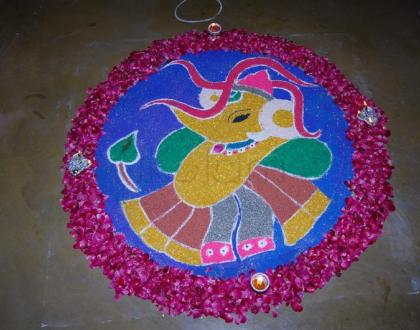 This is my competition vali rangoli and I won the 1st prize for this!!!!!!!
