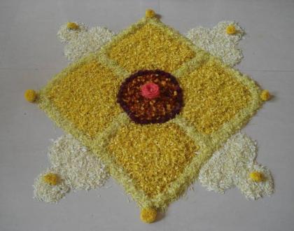 Pookolam with left over flowers