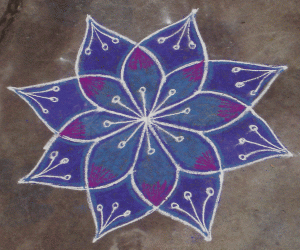 Rangoli: Blue flower