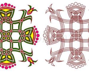 Rangoli: One more eLE rangavalli - colored and uncolored