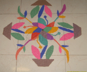 Flower pot rangoli
