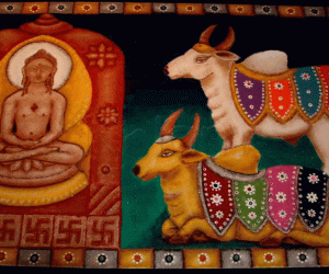 Rangoli: Rangoli contest -1st Tirthankara shree Rushabhdev and his symbol-  the bull
