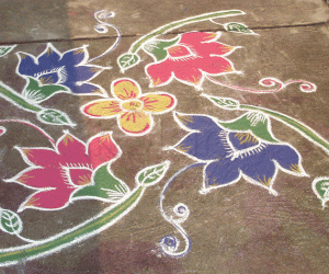 Rangoli: Flowers on stalks