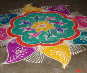 Rangoli: Flowers - multicolored