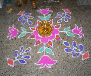 Rangoli: Lamp in Rangoli