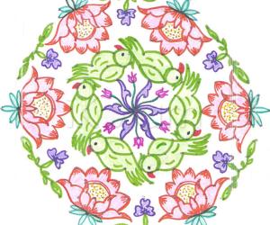 Rangoli: Parrots and Flowers
