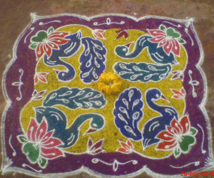 Rangoli: Birds and flowers