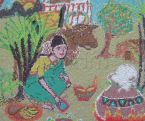 Rangoli: Happy pongal / Sankranthi