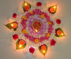 Rangoli: Flower rangoli for Karthigai