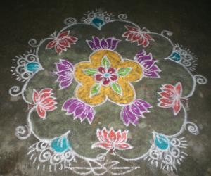 Rangoli: Lotus flower rangoli
