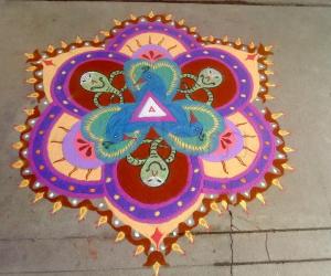 snake and peacock rangoli