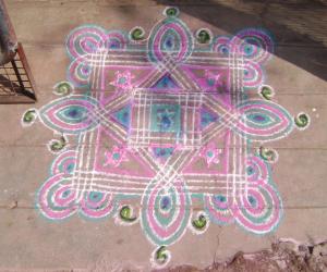 Rangoli: pink and blue fusion