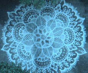 Rangoli: Real& handcrafted leaves combination kolam