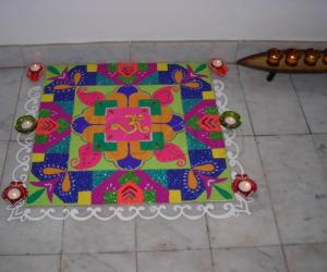 Rangoli: rangoli done during diwali 2009 at our house. 