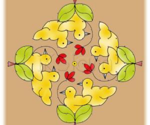 Birds nest : yellow rangoli