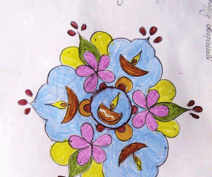 Rangoli: Deepams and flowers