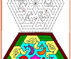 Spot the differences in the two rangolis