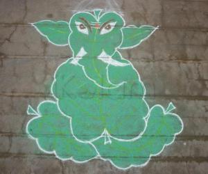 Rangoli: Greeny Leaf Vinayagar