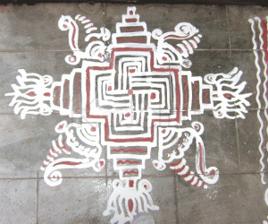 Rangoli: Maavu kolam - Tamil new year