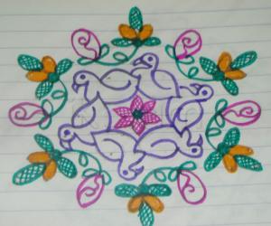 Rangoli: Bird & Flowers