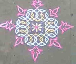 Dotted Rangoli with added art.
