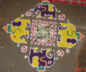 Rangoli: Elephants Rangoli