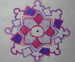 Pink and purple rangoli