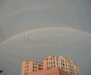 Rangoli: Rainbow rangoli drawn by mother nature
