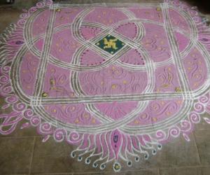 Emboss effect in line kolam