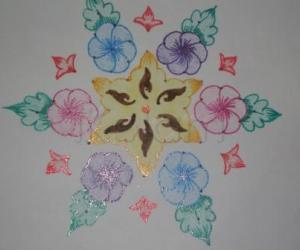 Rangoli: dot flower kolam