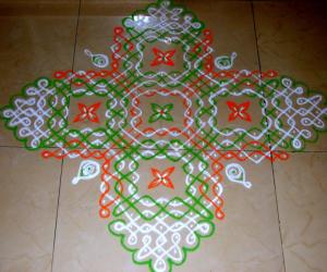 Chikku kolam with tricolor