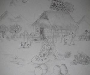 Rangoli: Pencil shading work