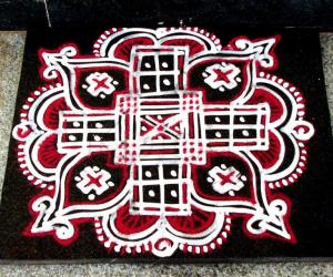 Rangoli: Red and white Padikolam