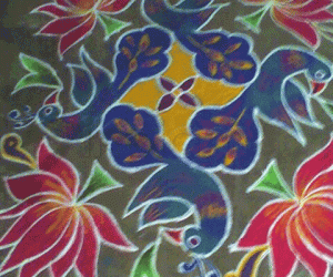 Rangoli: Lotuses and Peacocks