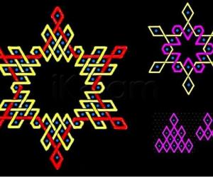 Triangular arrangement of rhombuses in hexagonal patterns