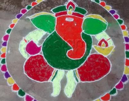 Rangoli: colorful ganesha rangoli