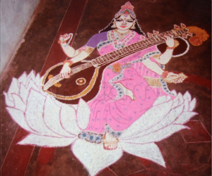Goddess Saraswathy rangoli