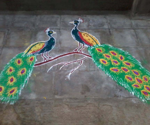 peacock rangoli